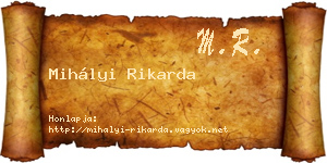 Mihályi Rikarda névjegykártya